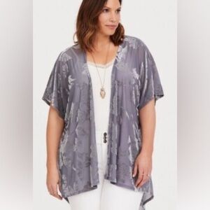 Torrid Sheer Gray Floral Kimono